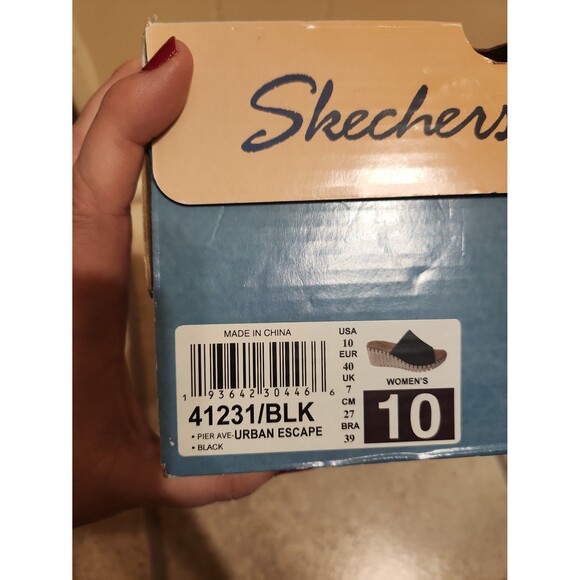 Skechers Luxe Foam Women's "Urban Escape" Heeled Sandals Black & Tan Size 10 - Picture 8 of 8